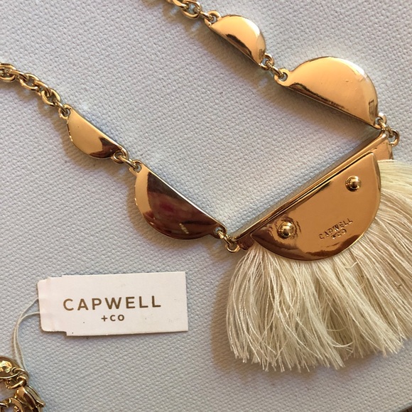 Anthropologie fringe tassel blue stone silver chain necklace Capwell brand - Picture 6 of 7